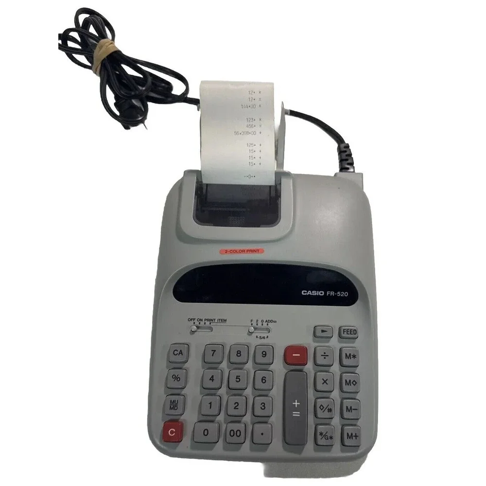 Casio FR-520 Printing Calculator Desktop 12‎ Digit Large Display Tested Works